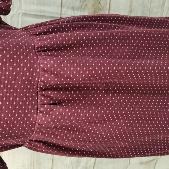 SUZANNE Betro Cap Sleeve Burgundy w/White Polka Dot Dress Size Medium - Picture 10 of 12